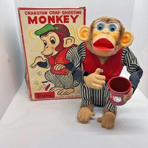 1950's Cragstan Crap Shooting Monkey Toy Japan